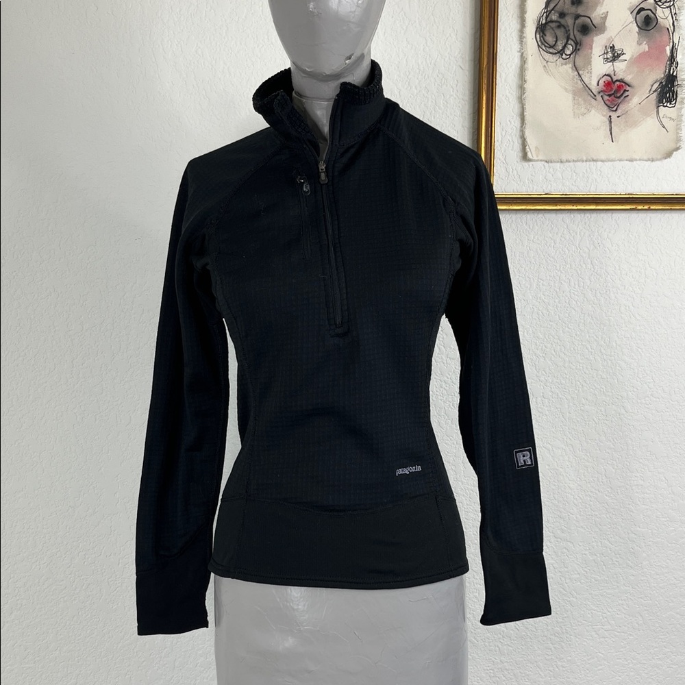 Patagonia Regulator Thermal Waffle Black Quarter-Zip Pullover